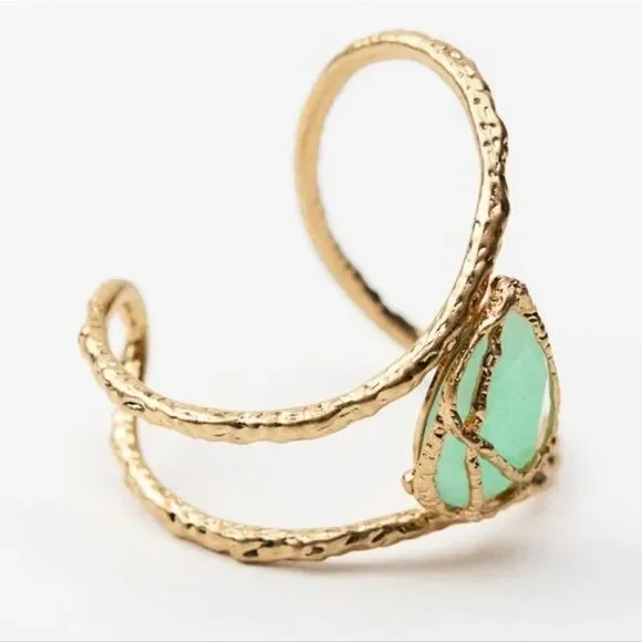New ZARA Gold Textured Stone Arm / Wrist Bangle Band